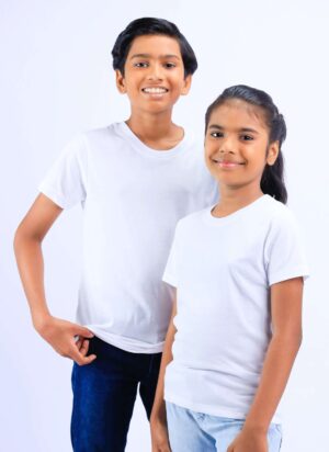 Trendy casualwear - Kids (Unisex) White Plain Crew Neck T-Shirt - S/S