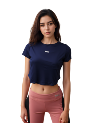 TRE Women's Active Cropped Short Sleeve Top