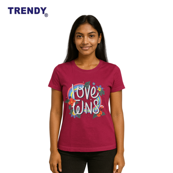 TRENDY Love Wins Women's Casual Top Everyday Basic Tee - D02 - Image 4