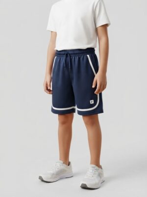TRE Kids' Athletic Shorts with Contrast Piping
